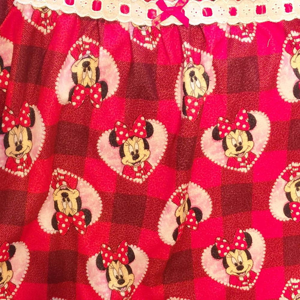 Girls Disney Minnie Mouse Red White Plaid Nightgown Size 4 - Picture 3 of 4